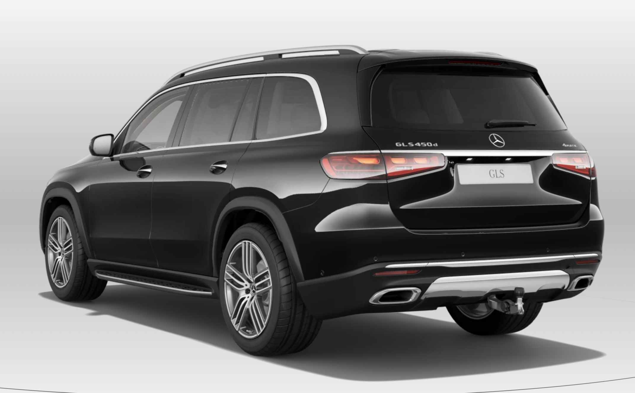 Mercedes-Benz GLS 450d 4MATIC AMG ve výbavě Premium Plus – české předváděcí SUV s černou metalízou Obsidian, 21” disky, panoramatickou střechou a béžovým interiérem Macchiato.